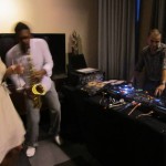 Sax player and DJ at party 2011